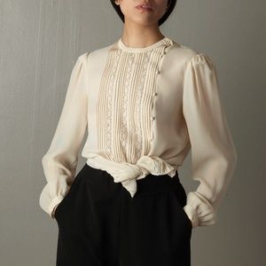 Vintage Ivory romantic blouse long sleeve top